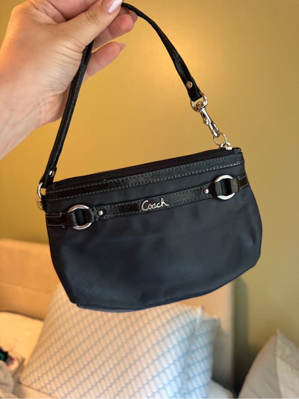 Coach Black Wristlet with Silver Hardware